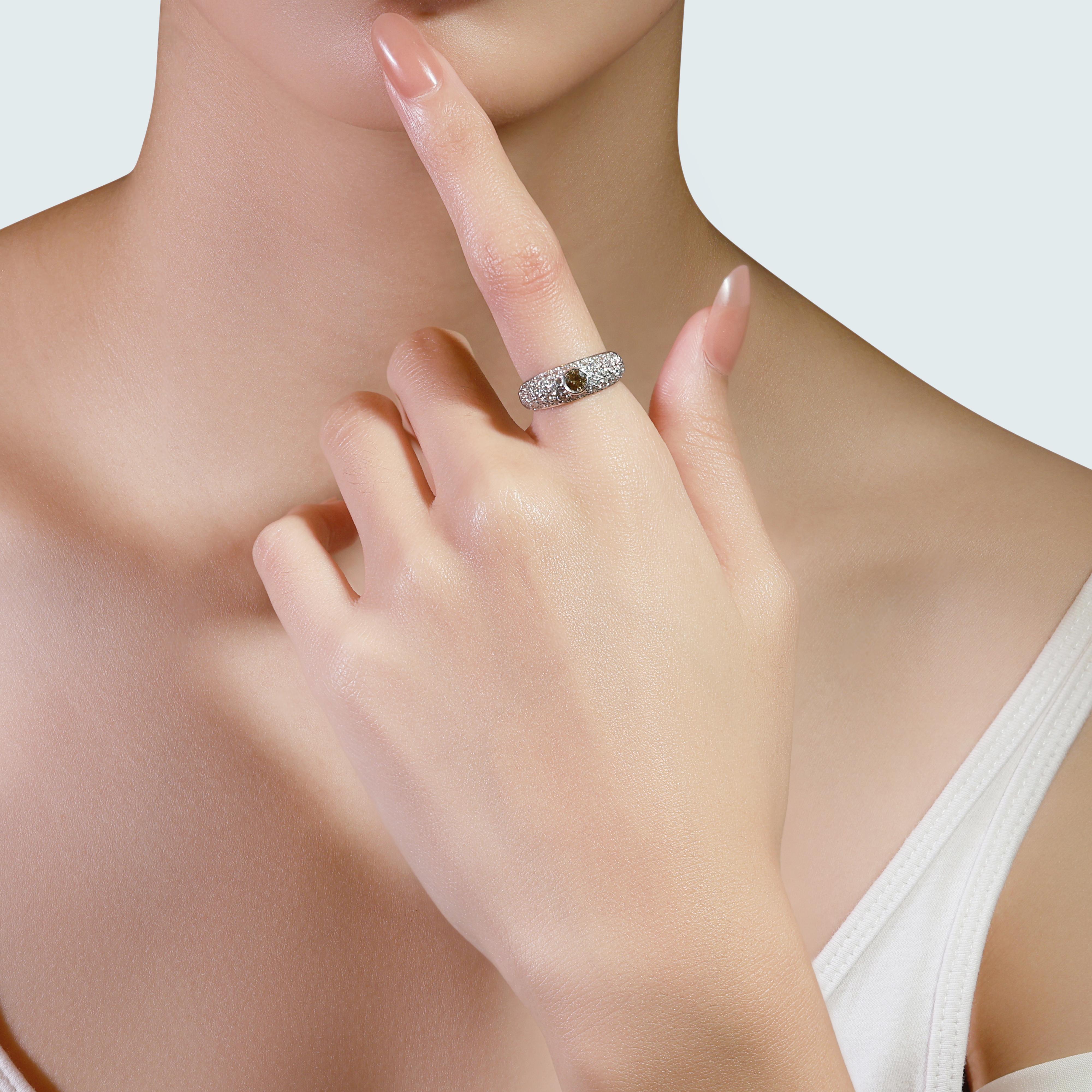Luxueuse bague Dome en or blanc 18k avec diamants naturels de 1ct, certificat IGI en vente 6