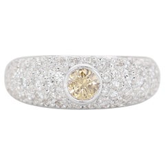 Luxueuse bague Dome en or blanc 18k avec diamants naturels de 1ct, certificat IGI