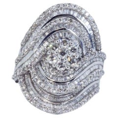 Luxurious 18K White Gold Dome Ring with 4.00 Ct Natural Diamonds