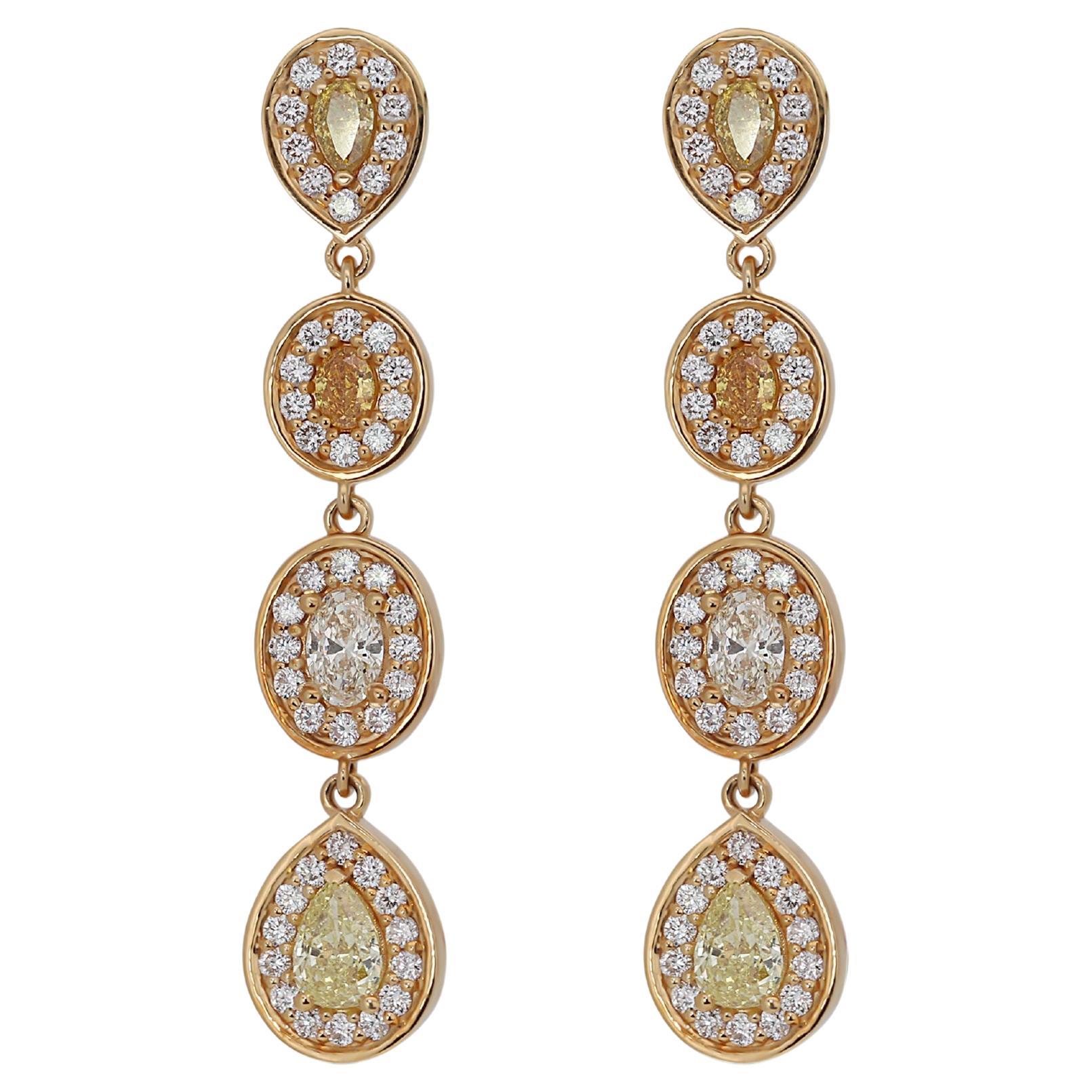 Luxueuses boucles d'oreilles en or blanc 18 carats avec diamants naturels de 2,99 carats certifiés AIG