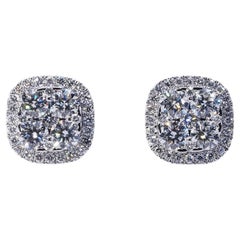 Luxurious 18k White Gold Earrings w/ 1.2 ct Natural Diamonds, IGI Certificate