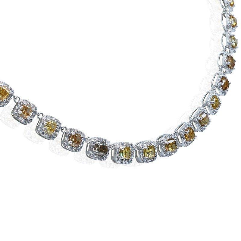 Women's Luxurious 18k White Gold Halo Riviera Necklace 31.0 Ct Natural Diamonds AIG Cert For Sale