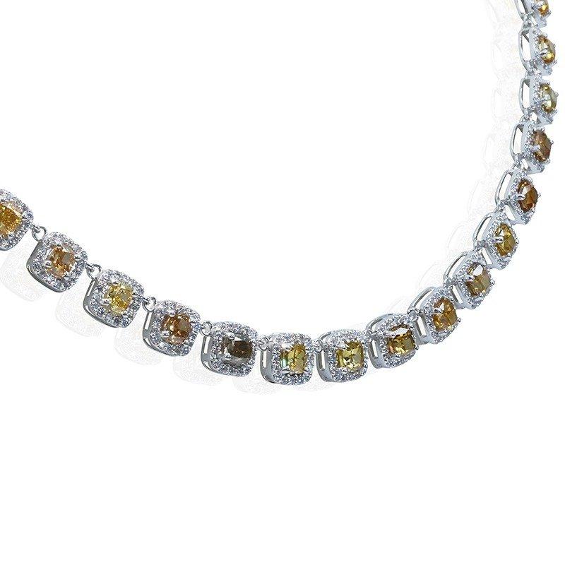 Women's Luxurious 18k White Gold Halo Riviera Necklace 31.0 Ct Natural Diamonds AIG Cert