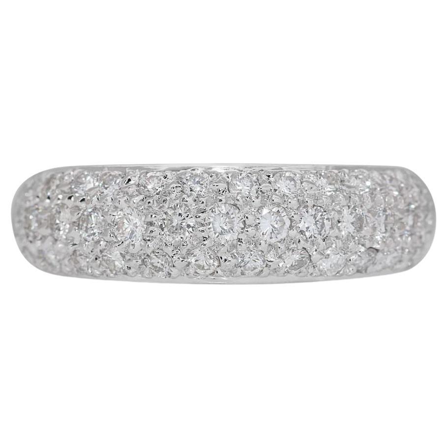 Luxurious 18k White Gold Pave Ring with 0.60 Carat Natural Diamonds