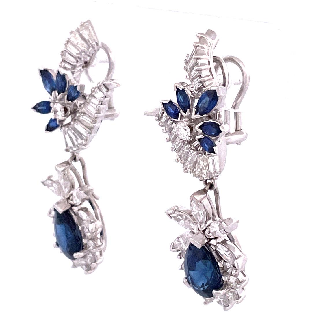 Modern Luxurious 18k White Gold Sapphire and Diamond Convertible Earrings For Sale