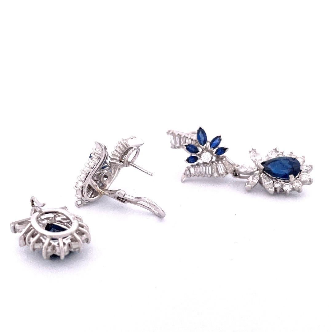 Luxurious 18k White Gold Sapphire and Diamond Convertible Earrings In New Condition For Sale In New York, NY