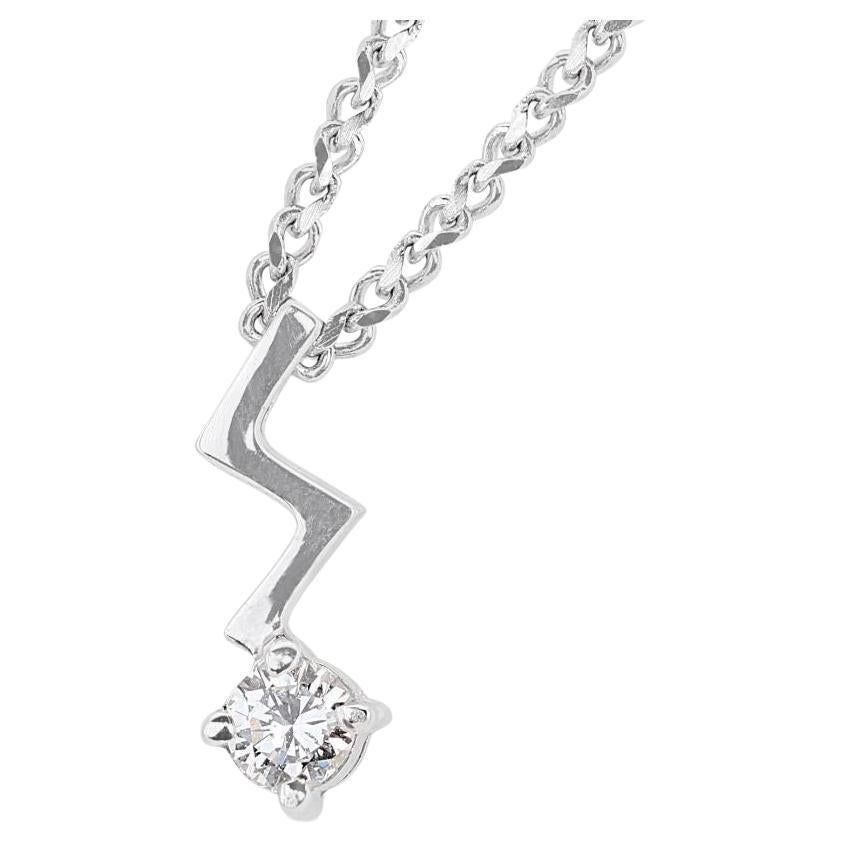 Luxurious 18k White Gold Solitaire Necklace w/ 0.10 Carat Natural Diamonds For Sale