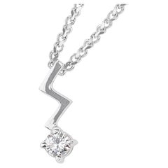 Luxurious 18k White Gold Solitaire Necklace w/ 0.10 Carat Natural Diamonds
