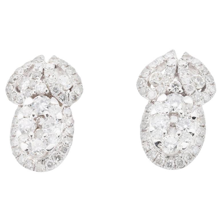 Luxurious 18k White Gold Stud Earrings 1.30 ct Natural Diamonds NGI Certificate For Sale at 1stDibs