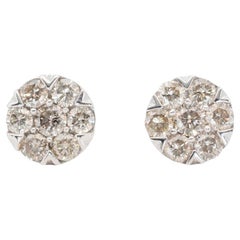 Luxurious 18k White Gold Stud Earrings with 0.76 Ct Natural Diamonds