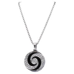 Luxurious 18k White Gold Swirl Necklace with Pendant w/ 0.45ct Natural Diamonds