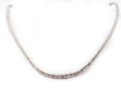 Luxurious 18K White Gold Tennis Necklace with 7.88 Ct Natural Diamonds-AIG Cert
