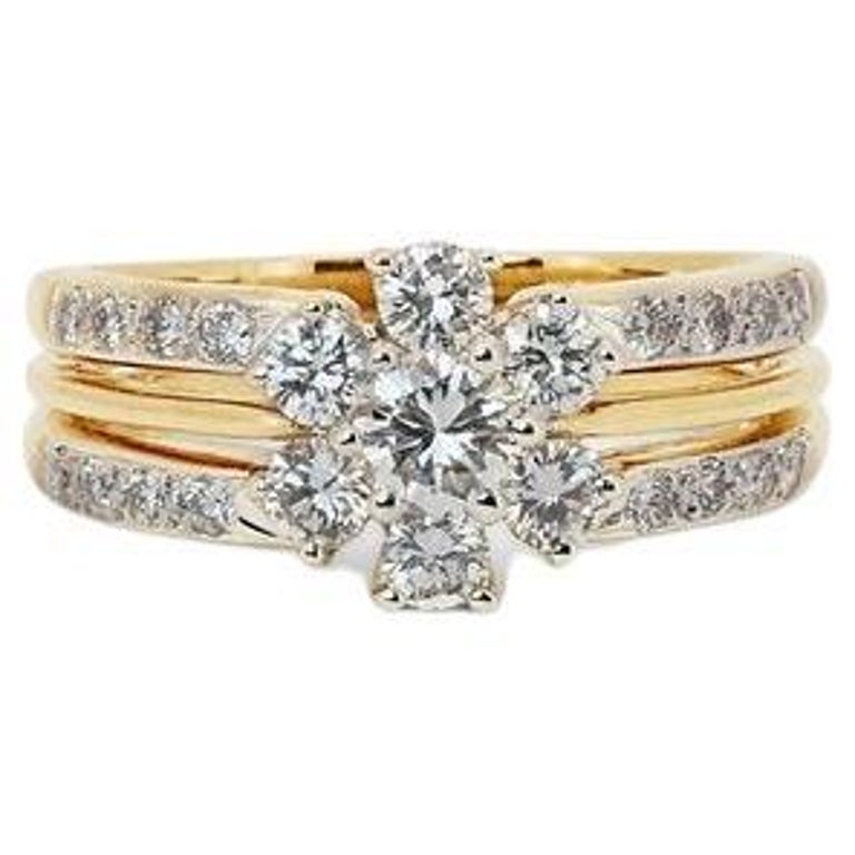 Bague - Or 10K jaune double rangée de saphirs 0.08CT et de diamants naturels 0.08CT sertis en canal - RIGD435 main image 1