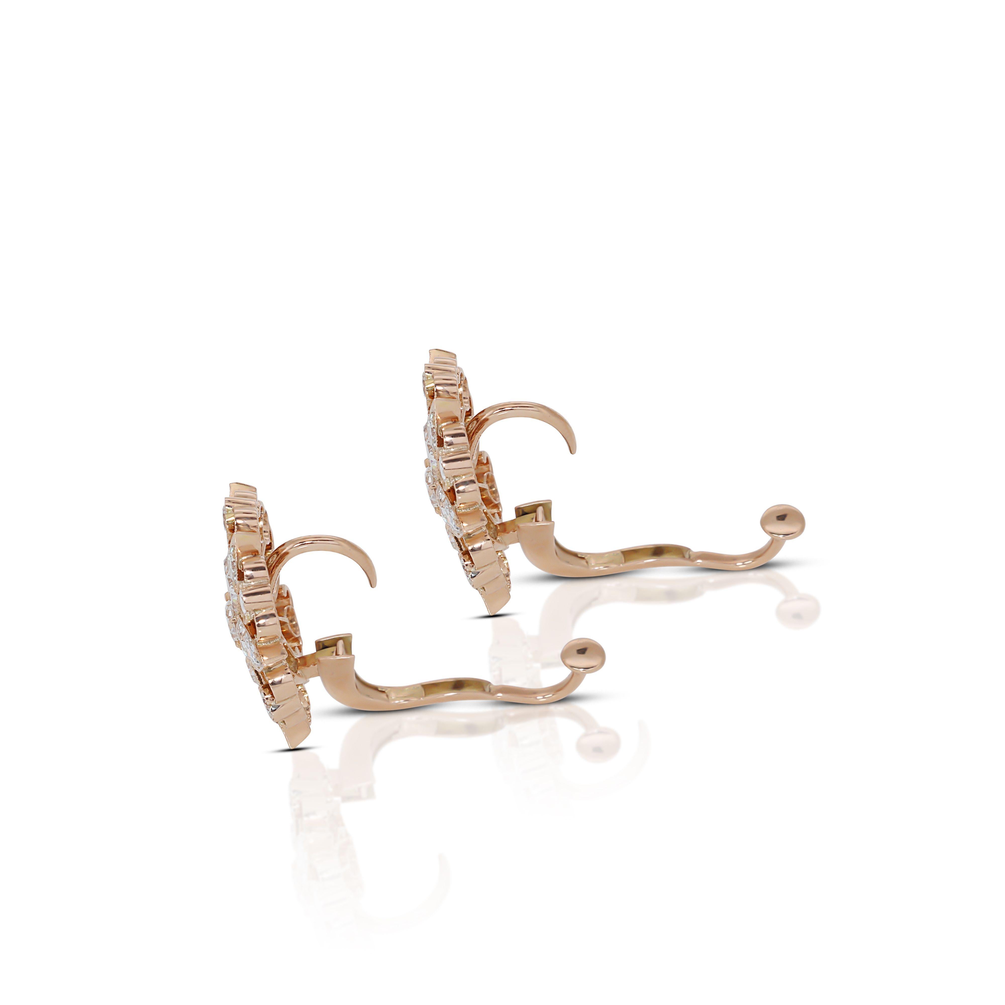 Luxuriöse Cluster-Ohrringe aus 18 Karat Gelbgold mit 2,06 Karat natürlichen Diamanten 1