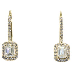 Luxurious 18k Yellow Gold Emerald Earrings w/ 1.01 ct Natural Diamonds- AIG cert