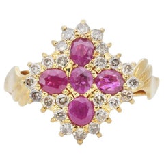 Luxurious 18K Yellow Gold Ring with 1.5 Carat Natural Ruby and Diamond NGI Cert