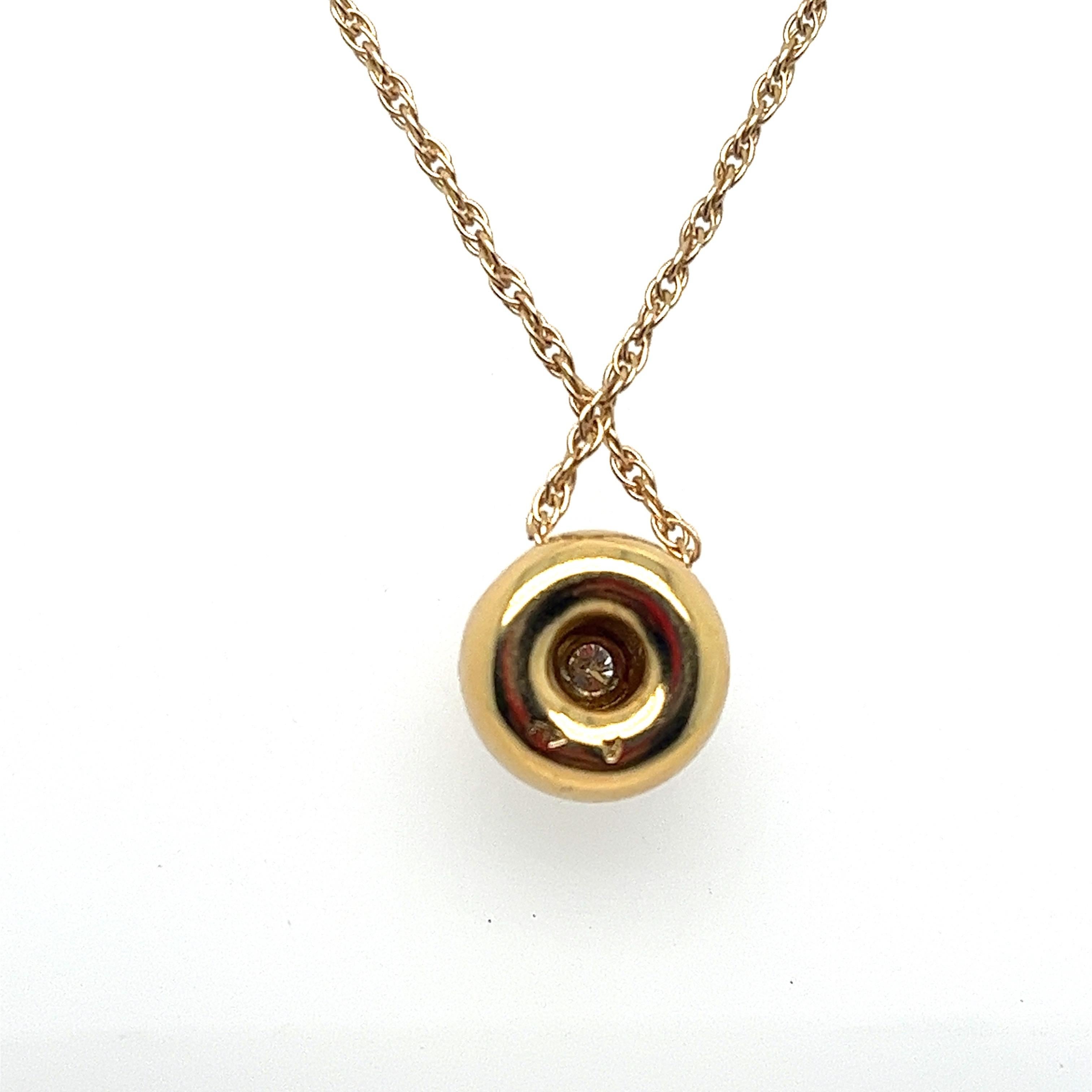 Contemporary Luxurious 18kt Gold Bauble Pendant with Top-Quality Diamond, France.