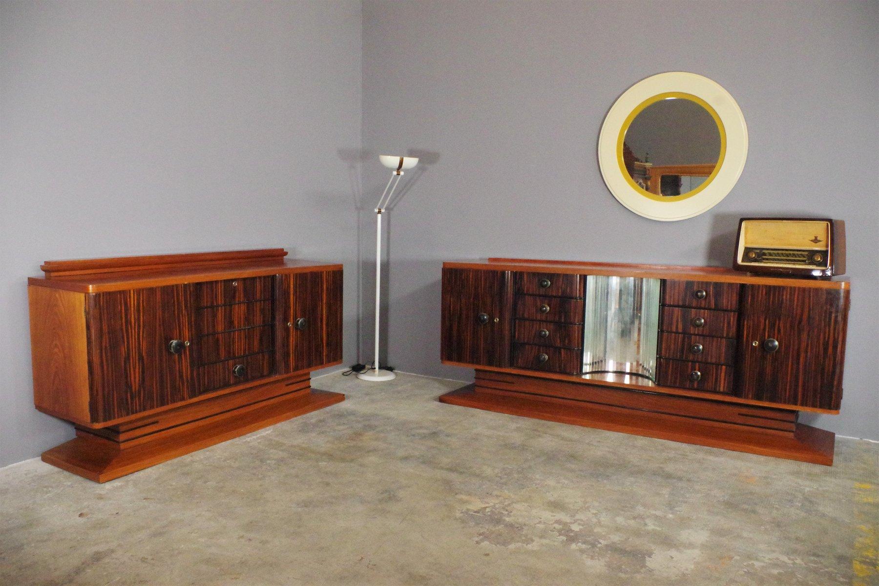Luxurious 1940s Italian Art Deco Ebony Sideboard Set with Mirrors 13