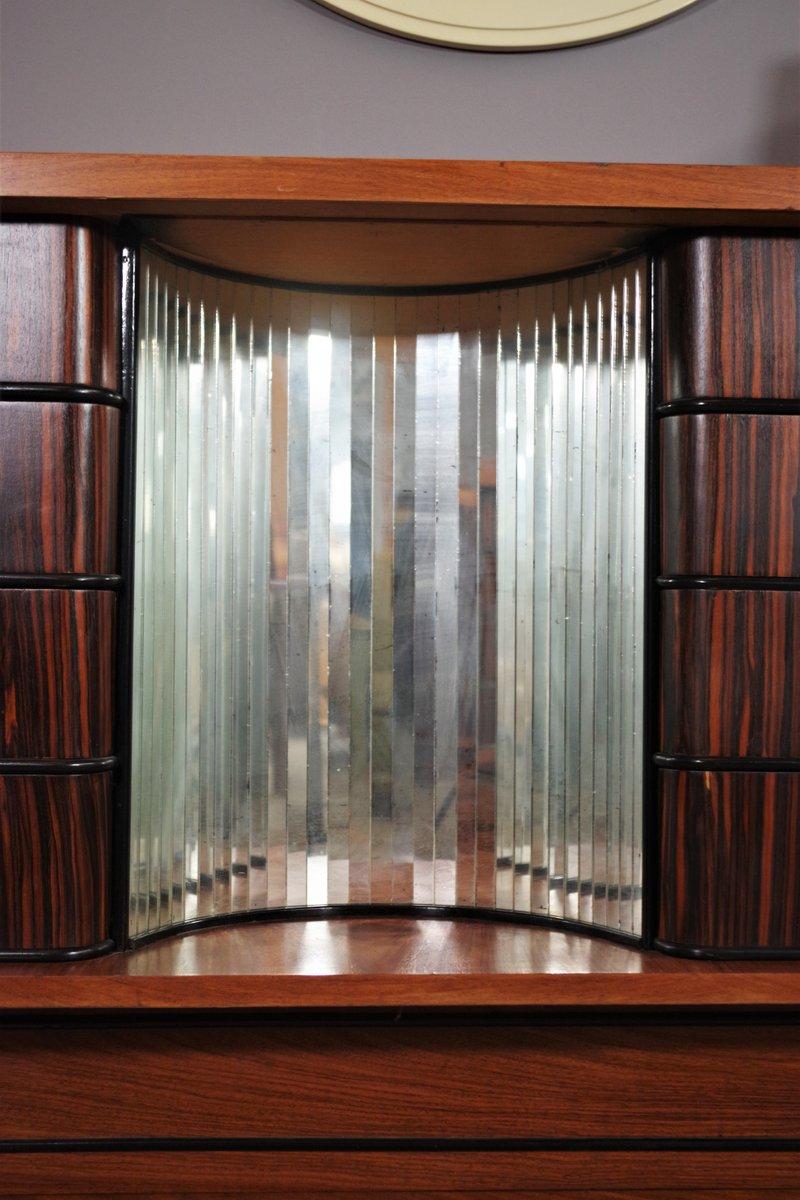Luxurious 1940s Italian Art Deco Ebony Sideboard Set with Mirrors 1