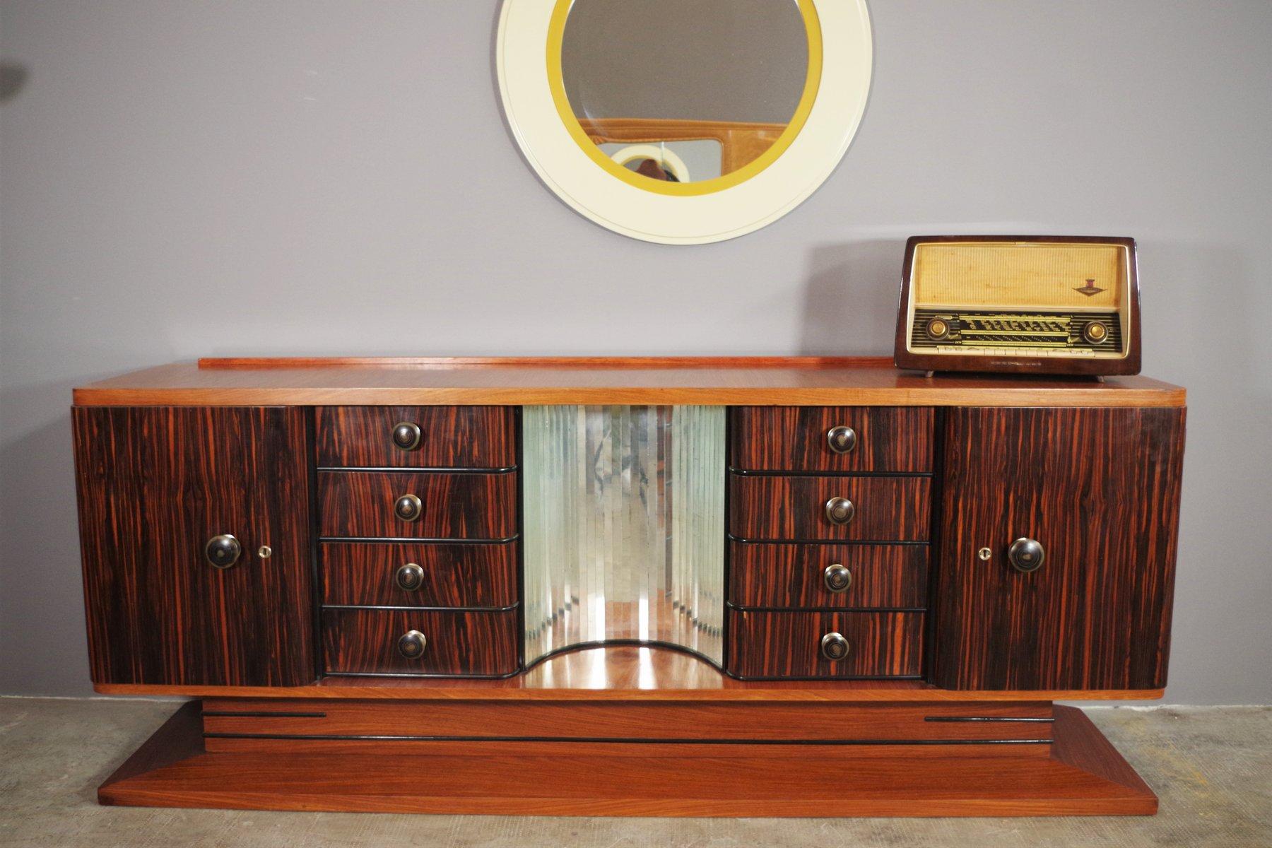 Luxurious 1940s Italian Art Deco Ebony Sideboard Set with Mirrors 4