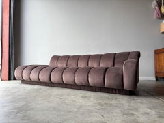 Luxurious 1980s Channel Tufted Sofa by Directional