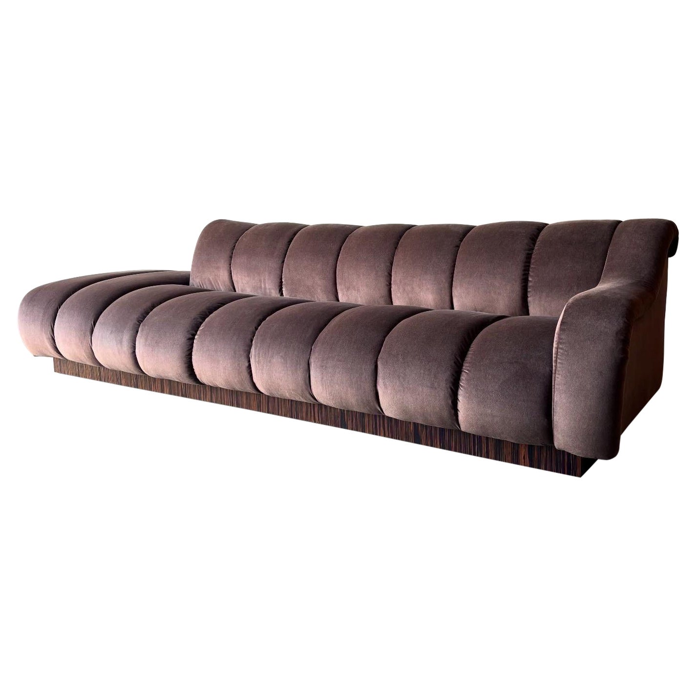 Luxurious 1980s Channel Tufted Sofa by Directional