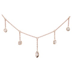 Luxurious 2.04ctw Mine Cut Diamond Fringe Necklace in 14K Rose Gold