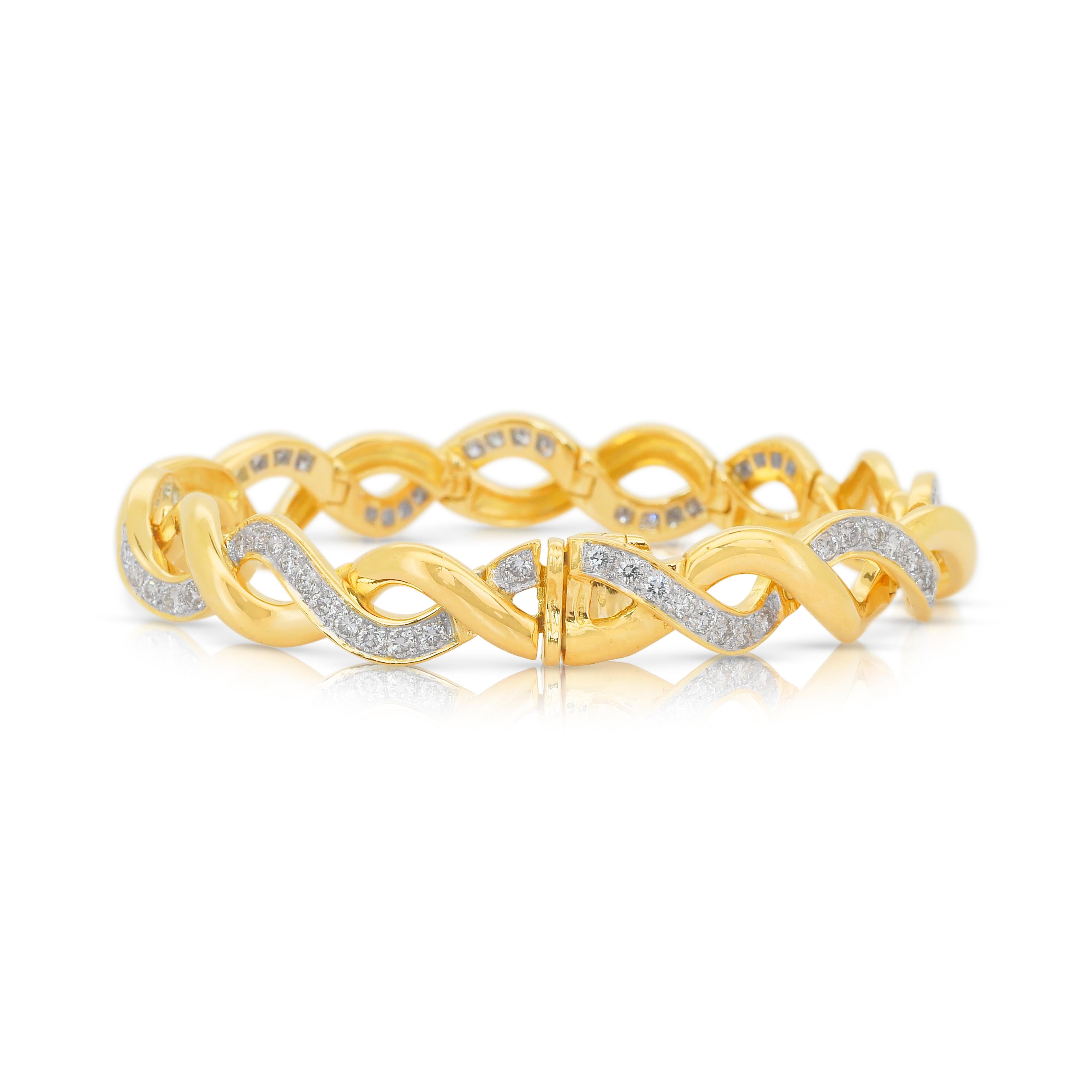Lussuoso bracciale con 2,16 carati di diamanti in oro giallo 20k - certificato IGI In condizioni Nuovo in vendita a רמת גן, IL