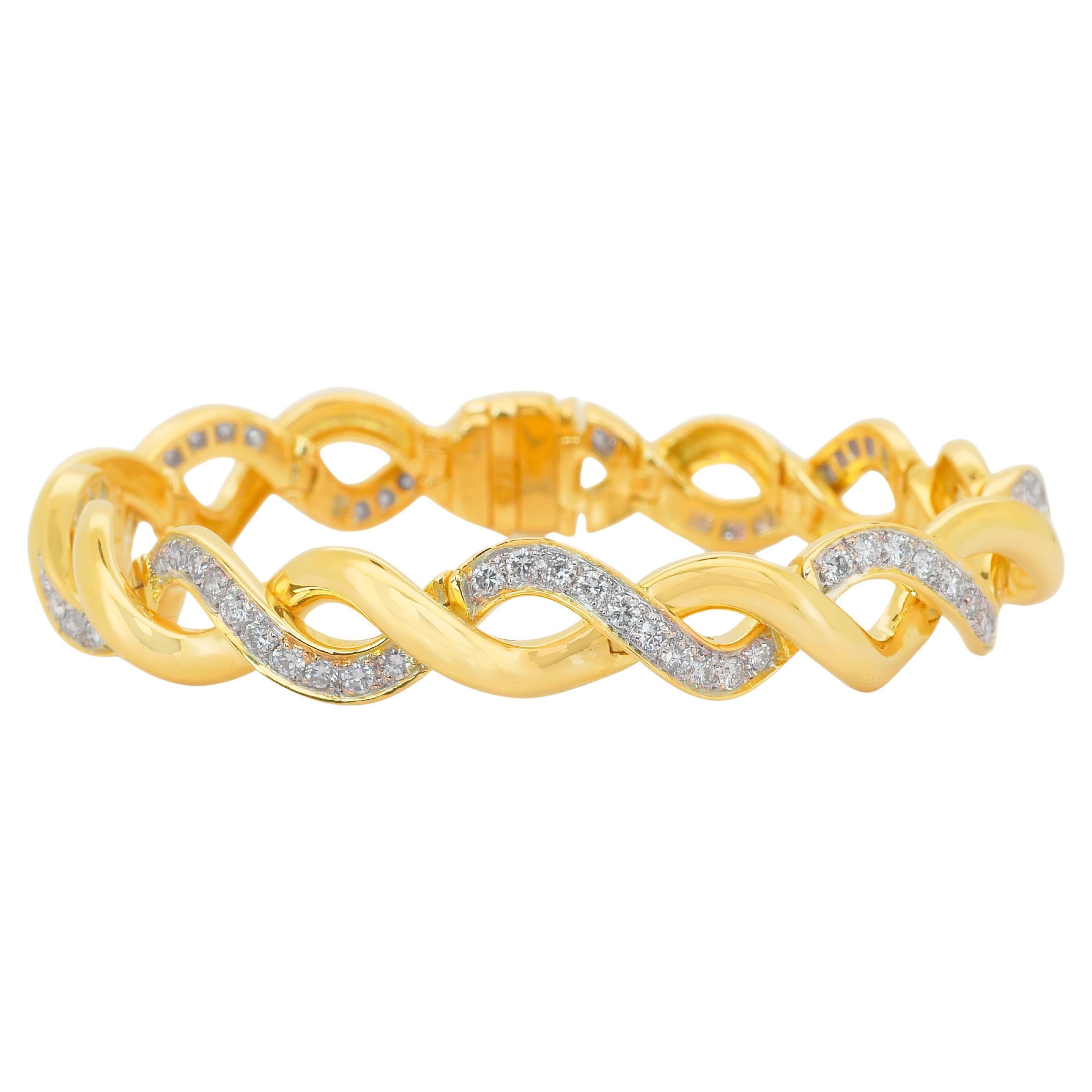 Lussuoso bracciale con 2,16 carati di diamanti in oro giallo 20k - certificato IGI