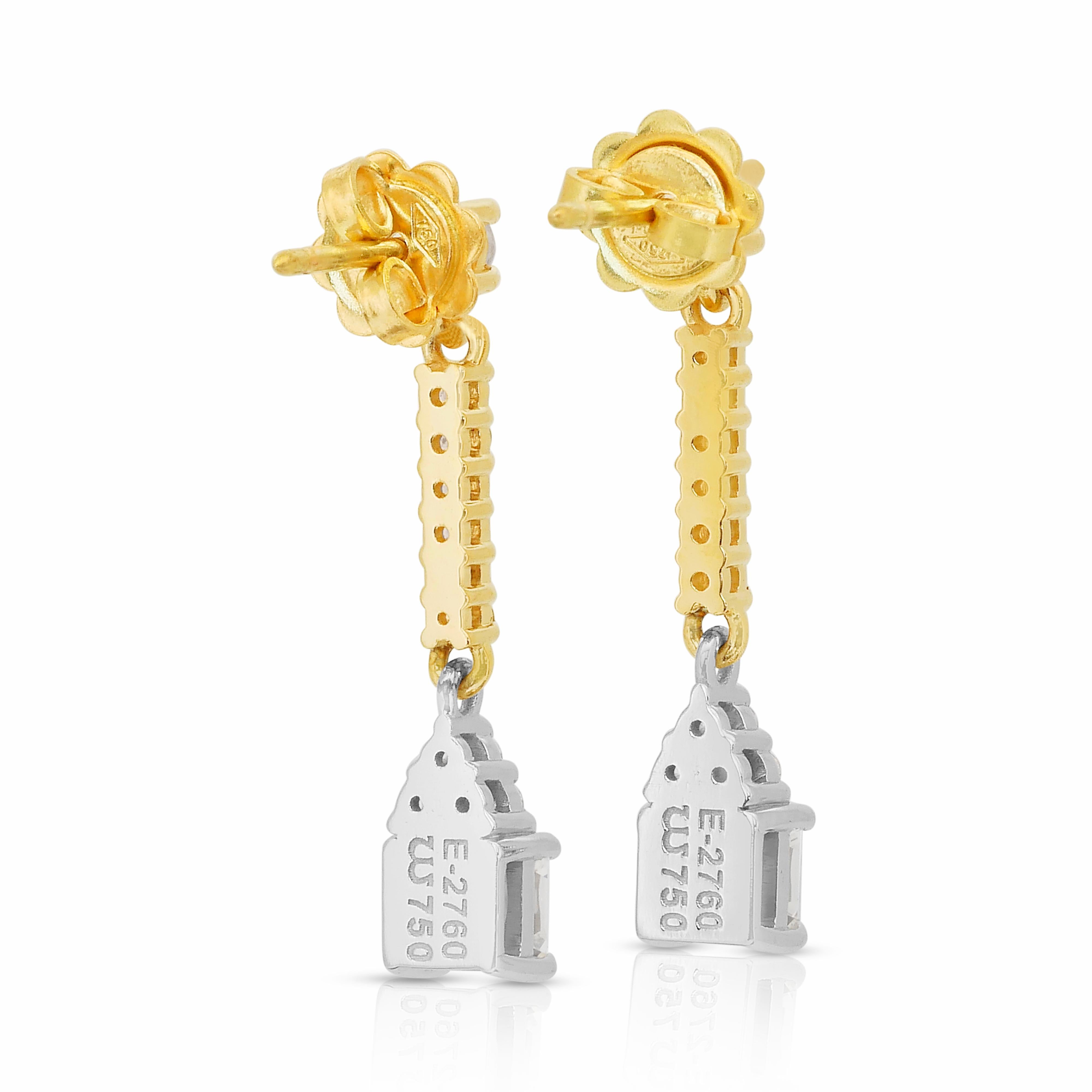 Pendants d'oreilles luxueux en or blanc et jaune 18 carats et 2,16 carats de diamants en vente 3