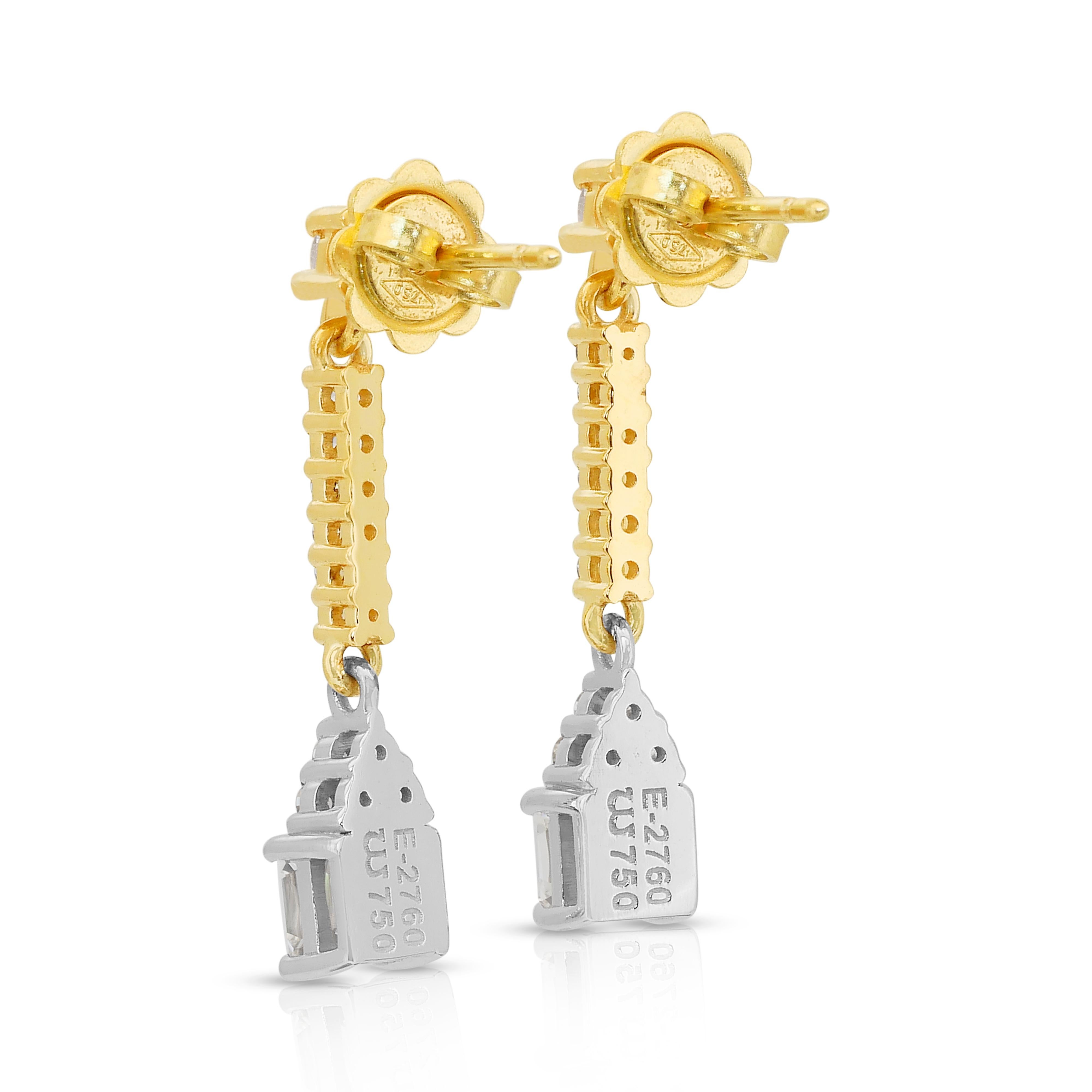 Pendants d'oreilles luxueux en or blanc et jaune 18 carats et 2,16 carats de diamants en vente 4