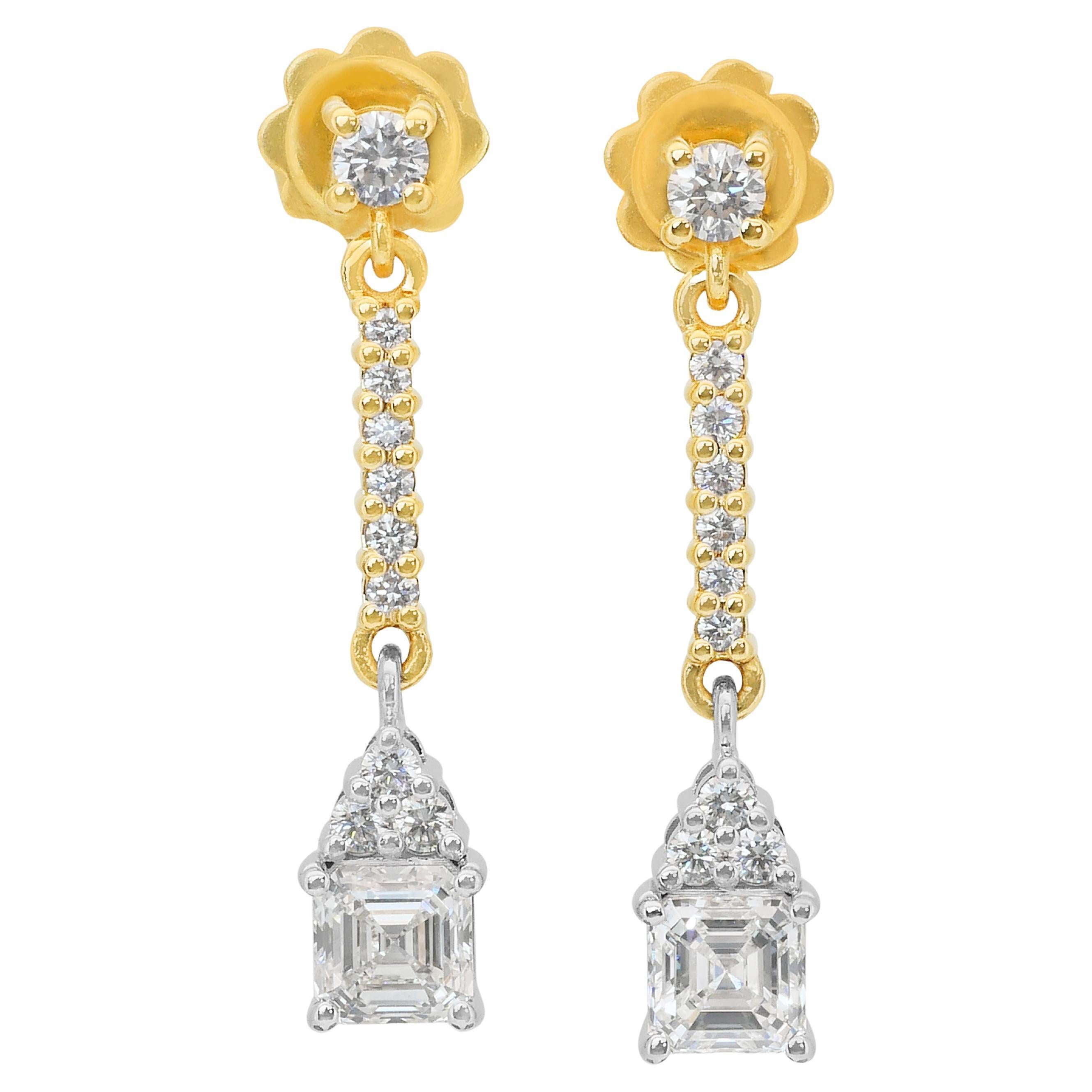 Lussuosi orecchini con 2,16 carati di diamanti in oro bianco e giallo 18 ct.