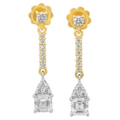 Lujosos Pendientes de Gota de Diamantes de 2,16 ct en Oro Blanco y Amarillo de 18k