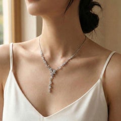 Luxurious 2.28ct Natural Diamond Floral Drop Necklace in 14K White Gold