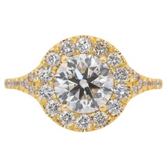 Luxurious 2.29ct Diamonds Halo Ring in 18k Yellow Gold - IGI Certified