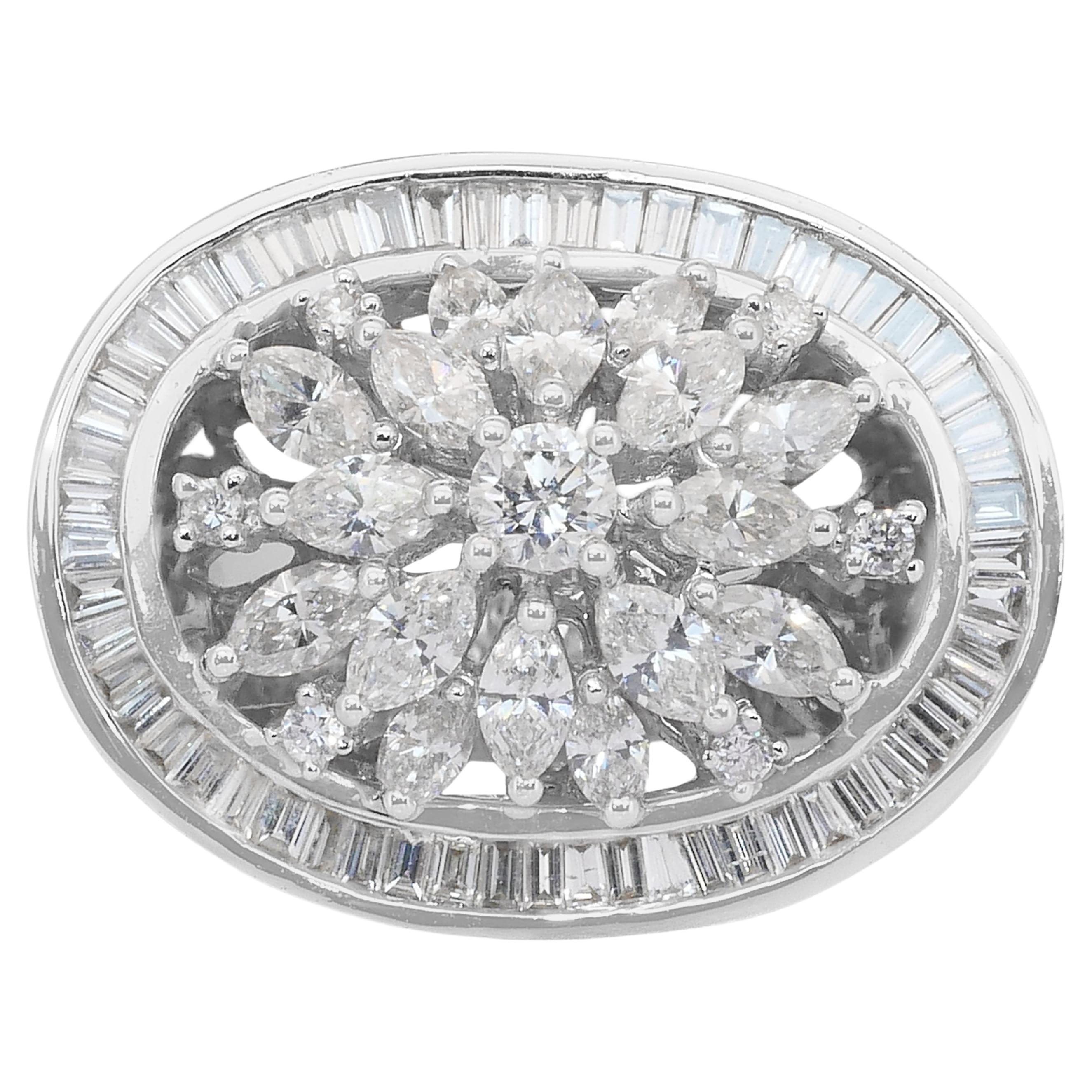 Luxurious 2.46ct Diamonds Cocktail Ring in 18k White Gold - IGI Certified