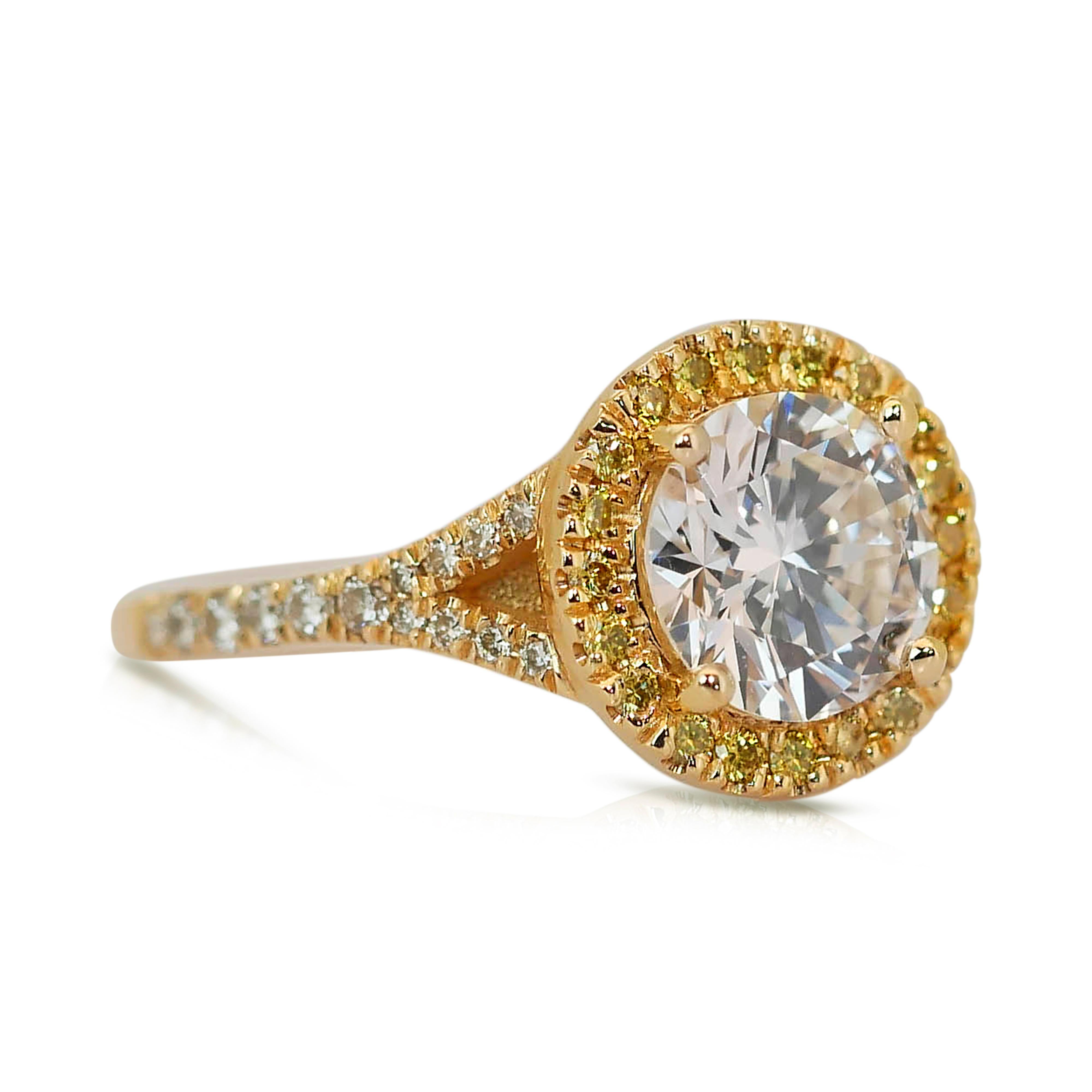 Luxurious 2.53ct Triple Excellent Ideal Cut Diamonds Halo Ring in 18k Yellow Gold - GIA Certified

Indulge in luxury with this magnificent 18k yellow gold diamond halo ring. At its center is a stunning 2.14ct round diamond, boasting a triple