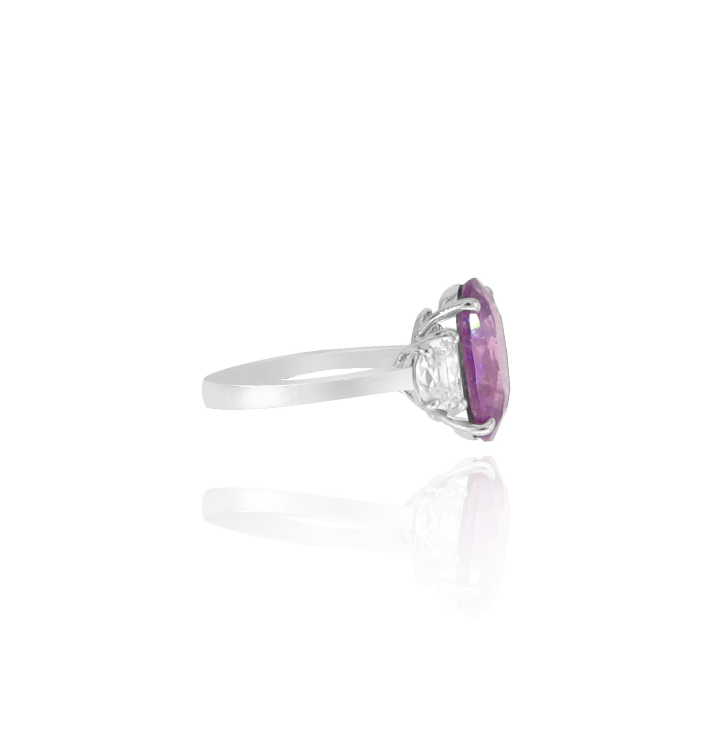 3 stone pink sapphire ring