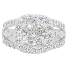 Luxueuse bague halo en or blanc 18 carats de 3,45 ct de diamants - certifiée IGI