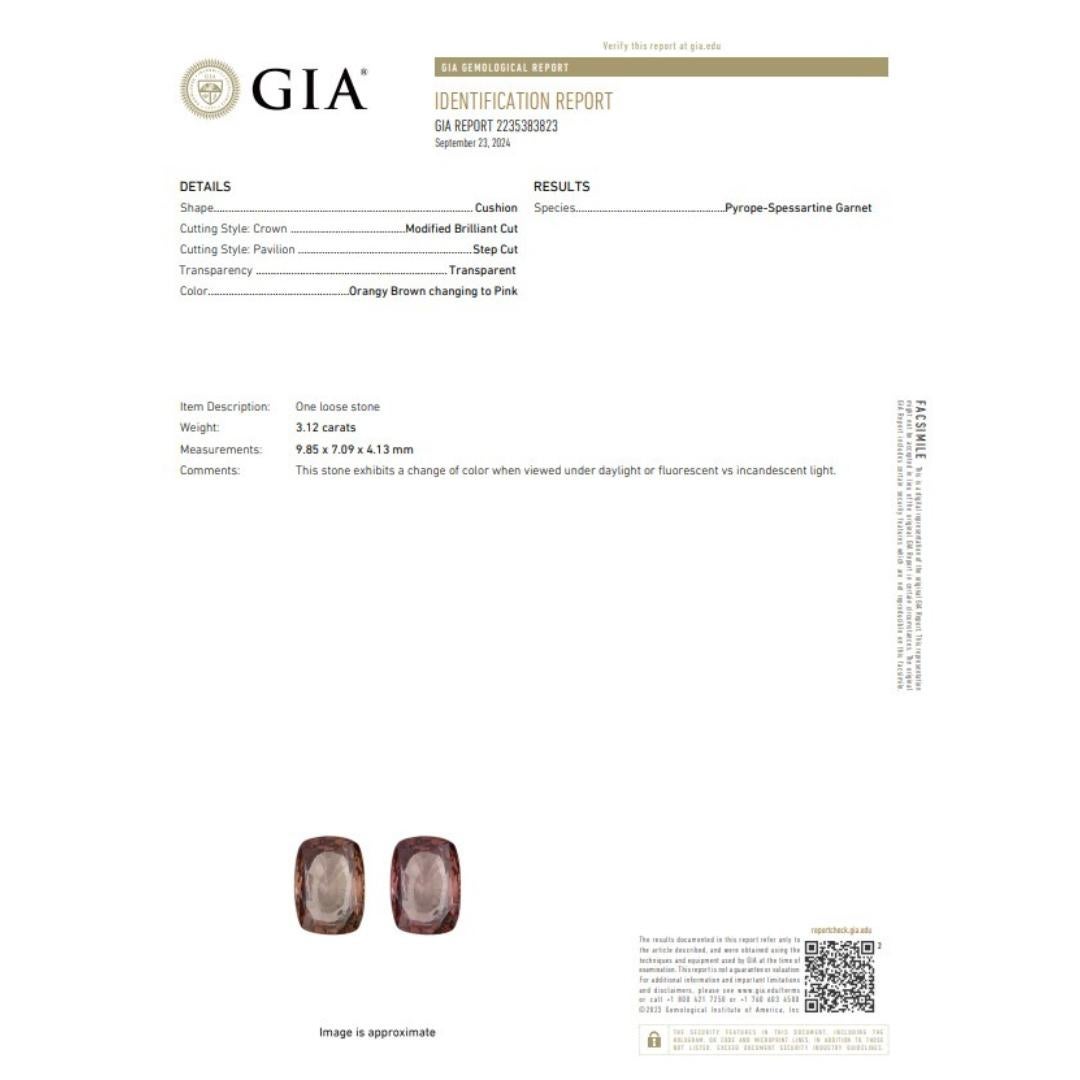 Luxueuse bague grappe de grenats et de diamants 3,53 carats en or jaune 14 carats - GIA en vente 1