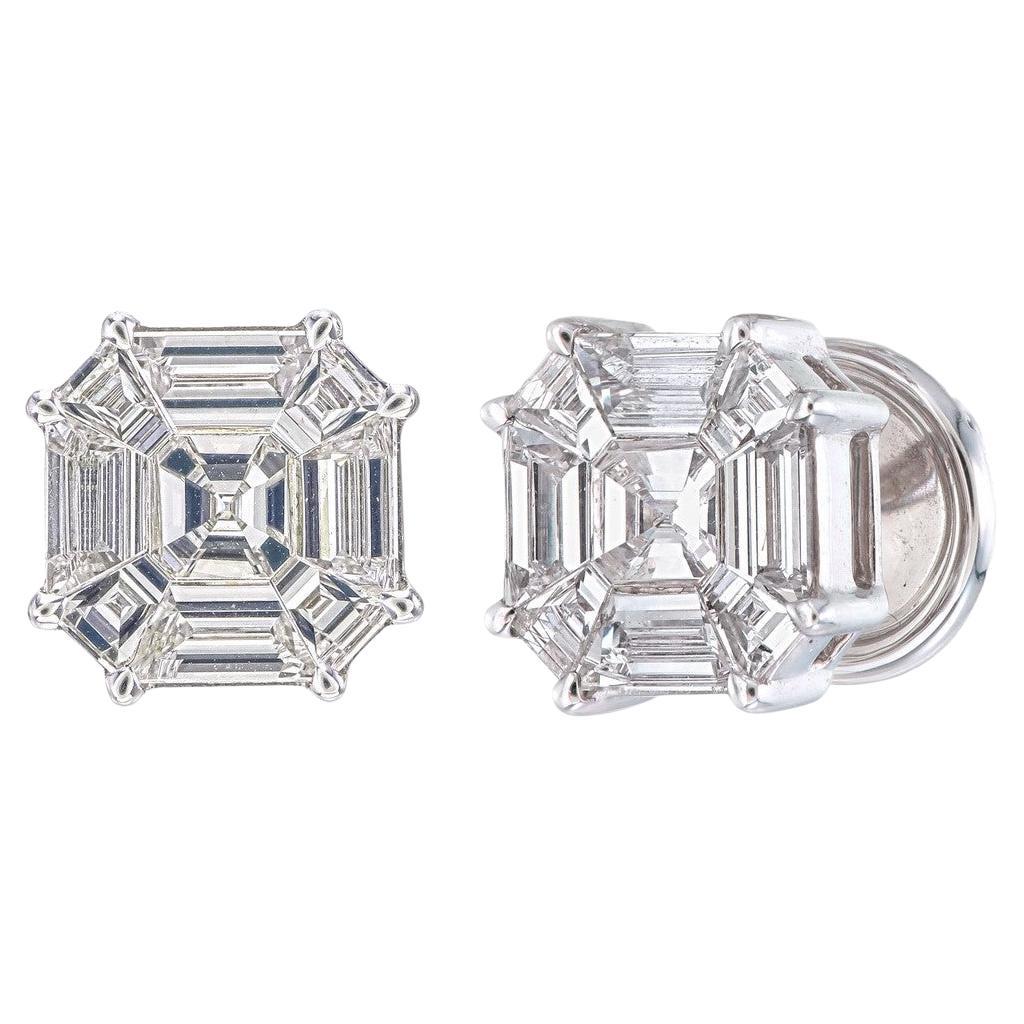 Luxurious 3.80 CT Pie-Cut Asscher Diamond Earrings –A Dazzling Fusion