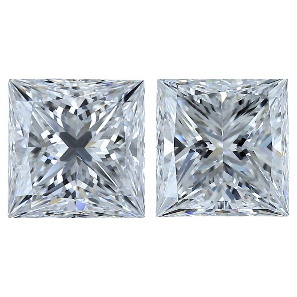Luxurious 4.02ct Ideal Cut Pair of Diamonds - GIA Certified For Sale