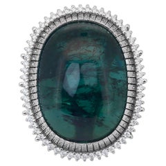 Luxurious 43.51ct Tourmaline and Diamonds Halo Cocktail Ring in 18k White Gold