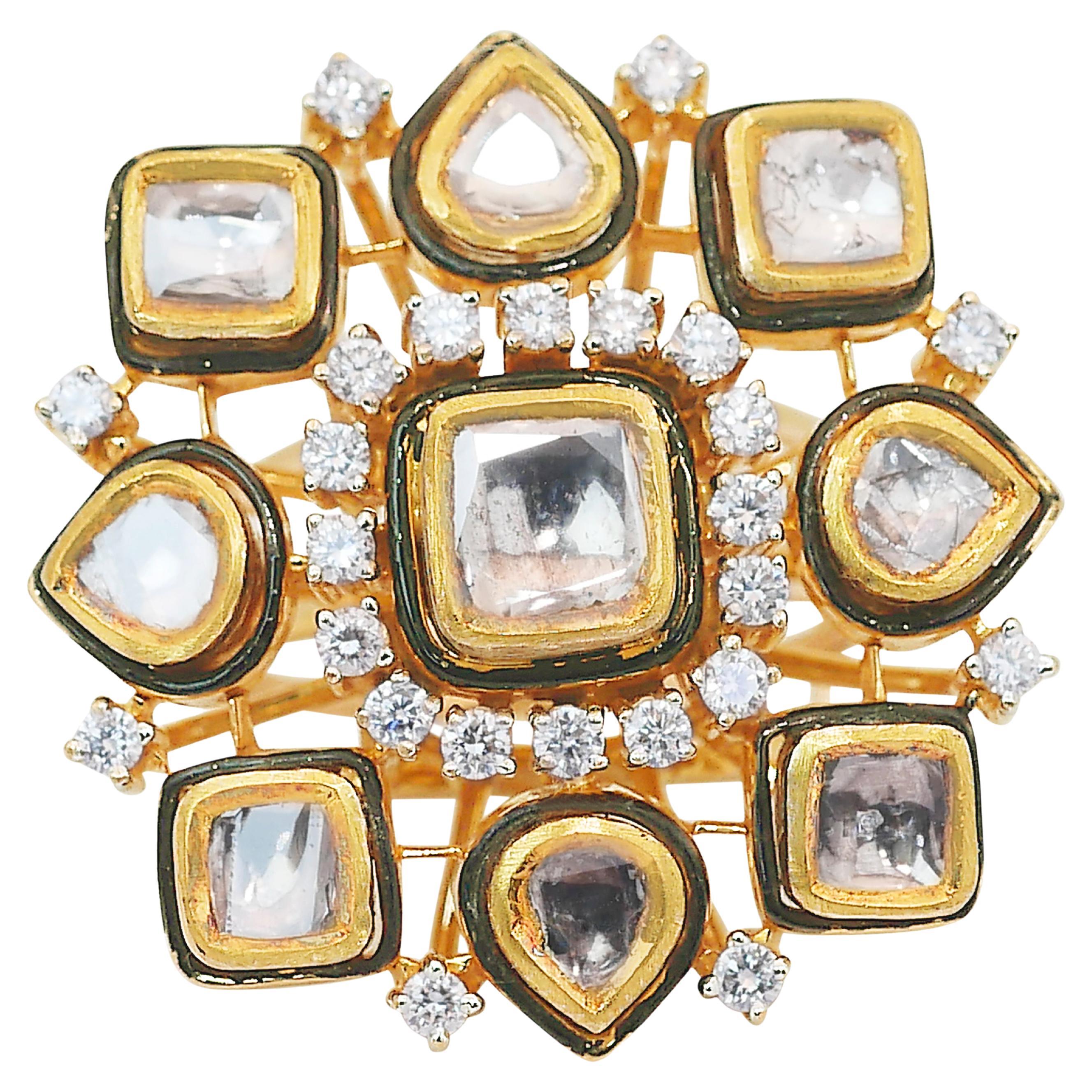 Lujoso Anillo de Cóctel de Diamantes de 4,35ct en Oro Amarillo de 18k - Certificado IGI
