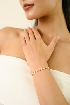 Luxurious 4.89 Ct Mixed Cut Diamond Tennis Bracelet in 14K Yellow Gold for her