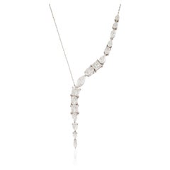 Luxurious 5.54 Carat Diamond Drop Y-Necklace in 14K White Gold 17 Inches