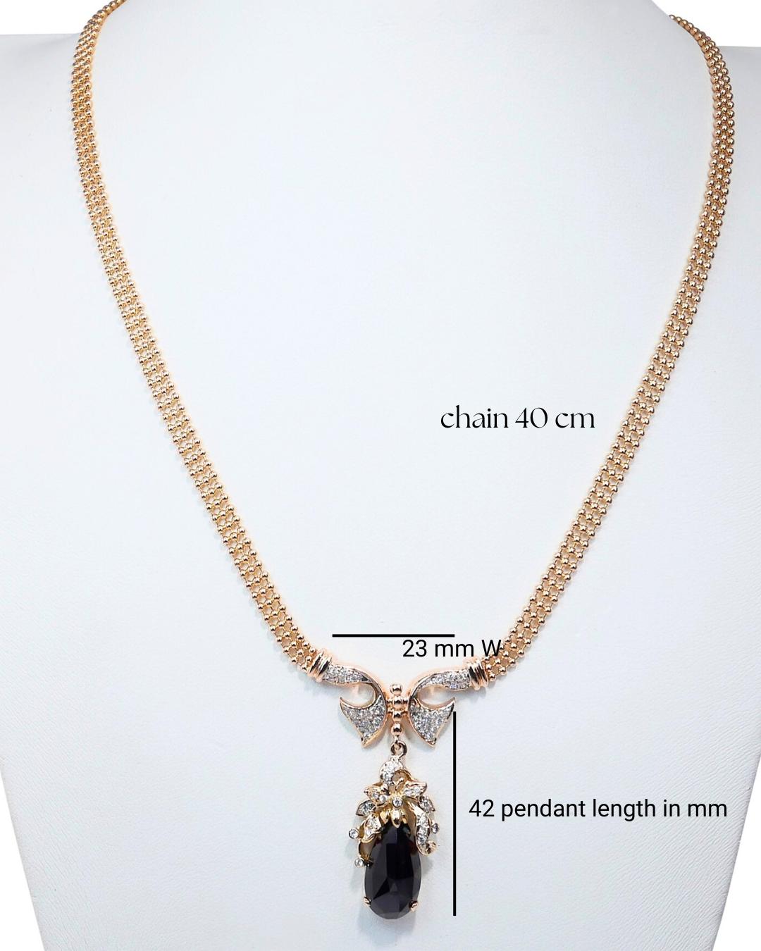 Pear Cut Luxurious 5.60ct Garnet and Diamonds Necklace with Pendant in 18k Yellow Gold
