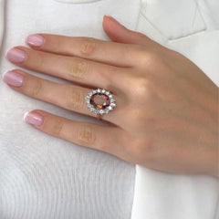 Luxurious 6.39ct Rubellite and Diamonds Cocktail Ring in 14k White Gold