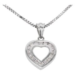 Luxurious 9k White Gold Heart Pendant w/ 0.22ct Diamonds - Chain not included