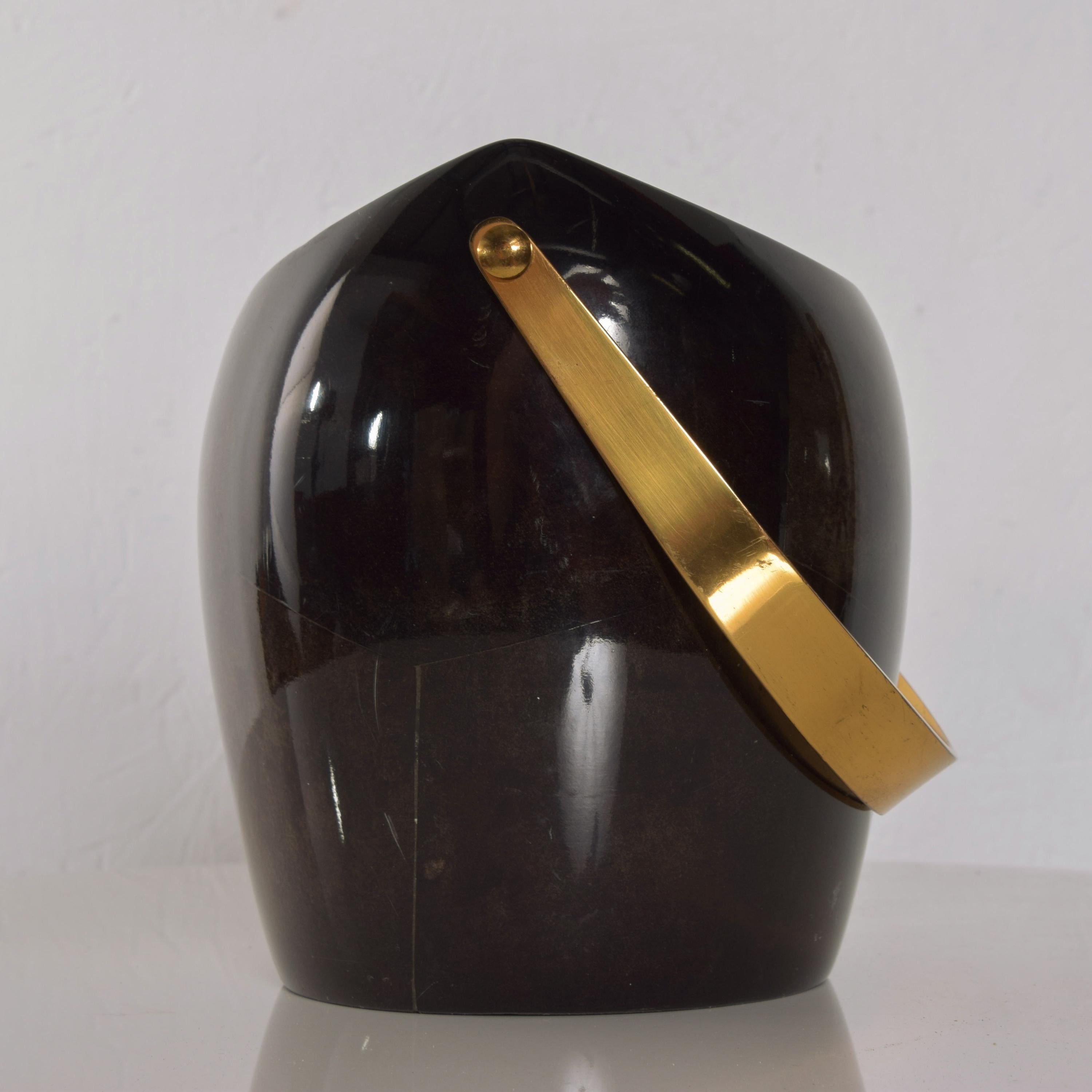 Luxury Aldo Tura Sculptural Ice Bucket in Goatskin & Brass 1960s Italy 1